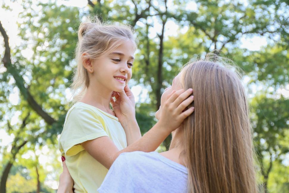 Free Image of Mother and daughter touching foreheads 