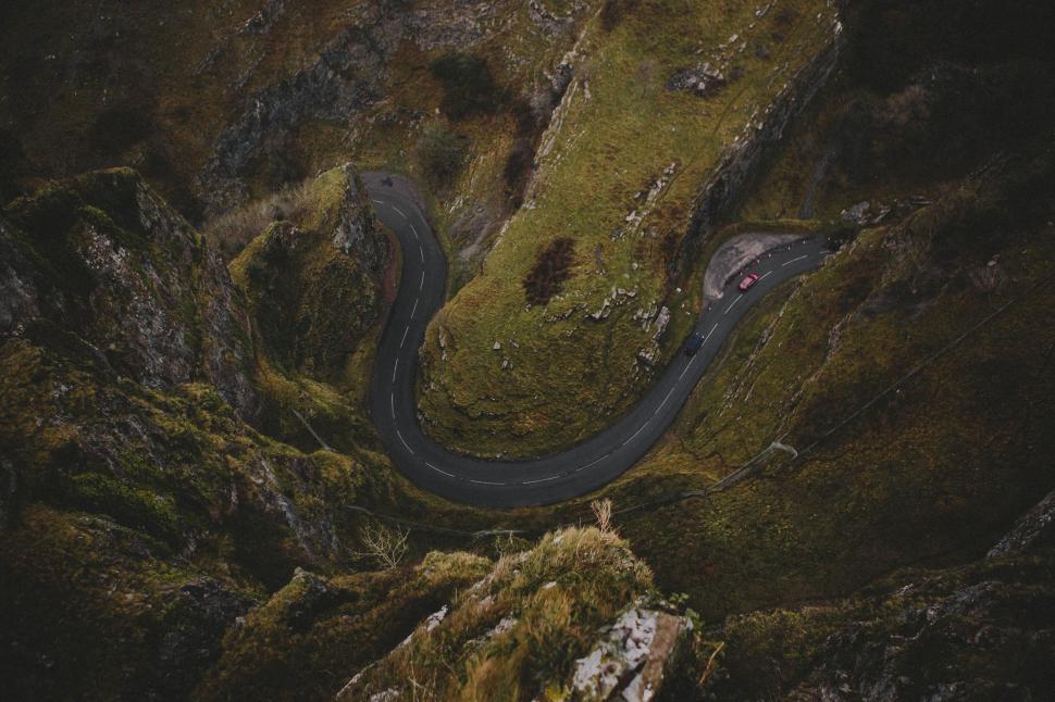 Free Image of Curving road in a steep valley 
