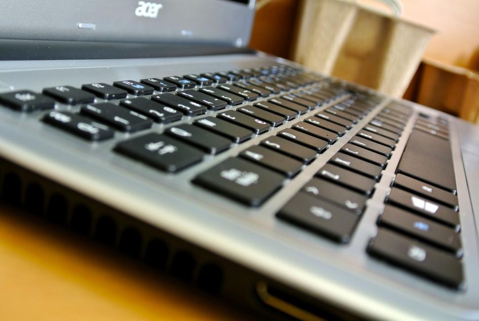 Free Image of Laptop keyboard close-up with shallow depth of field 