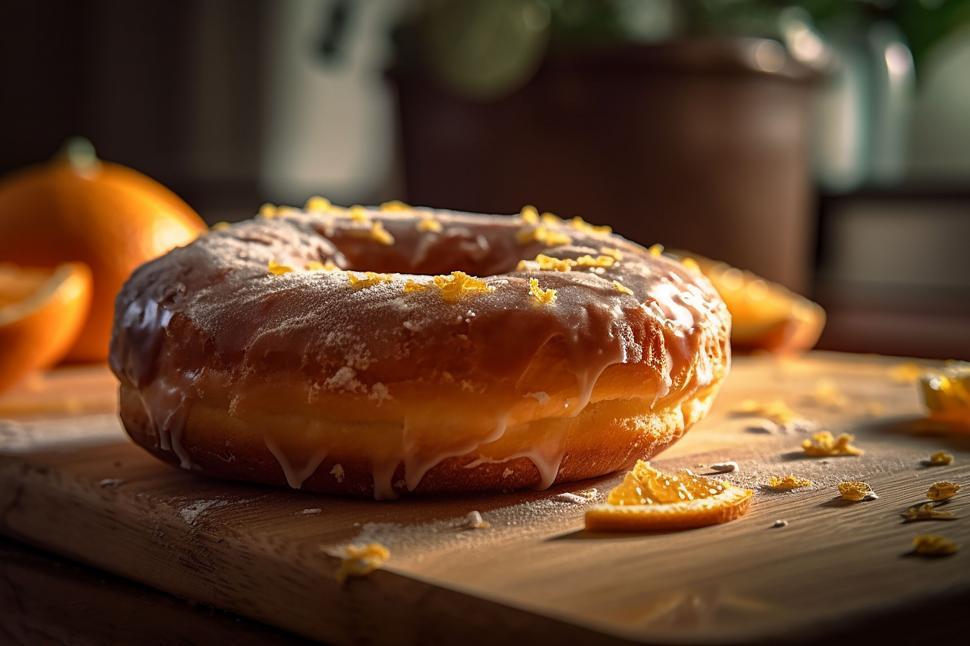 Free Image of Glazed donut with orange zest sprinkled on top 