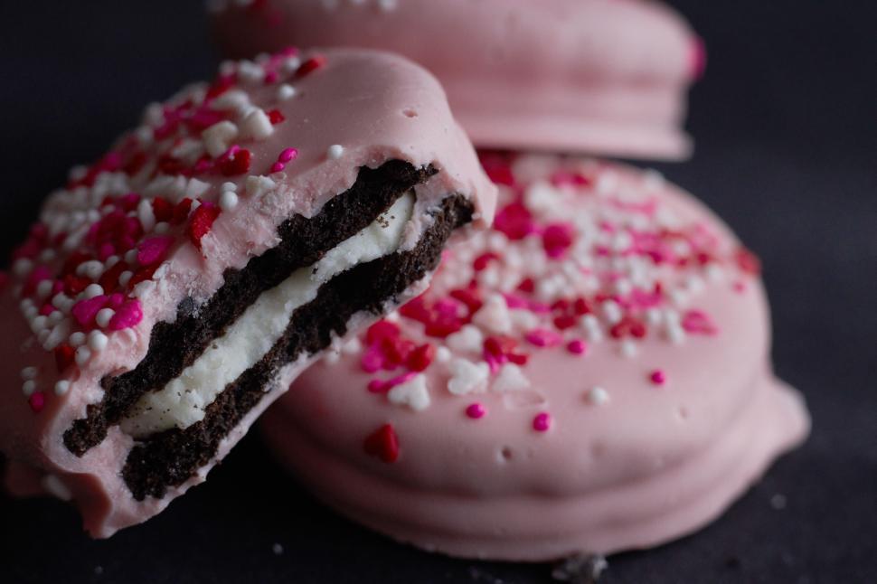 Free Image of Pink sprinkled cookies macro shoot 