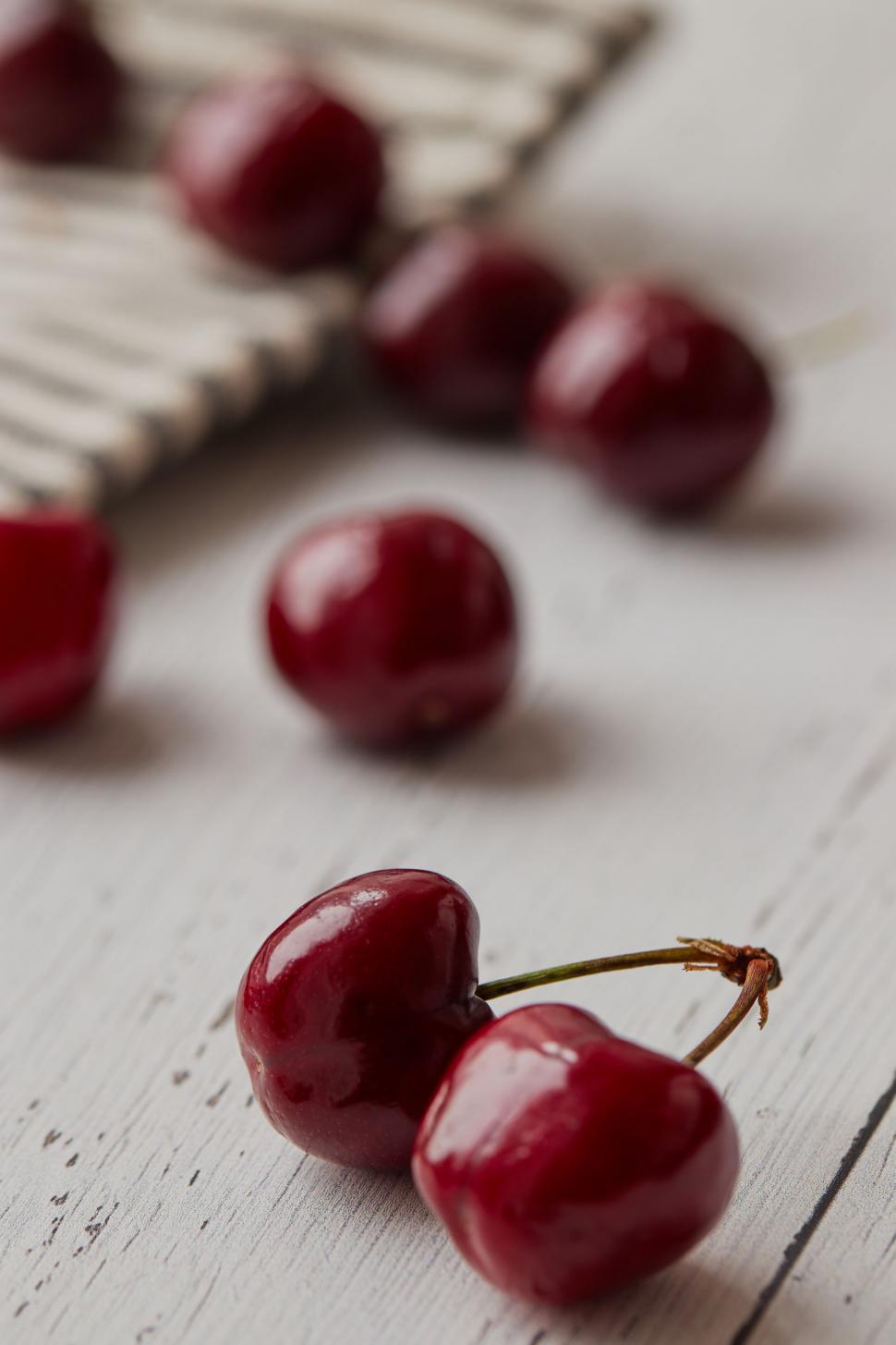 Free Image of Focused composition of fresh red cherries 