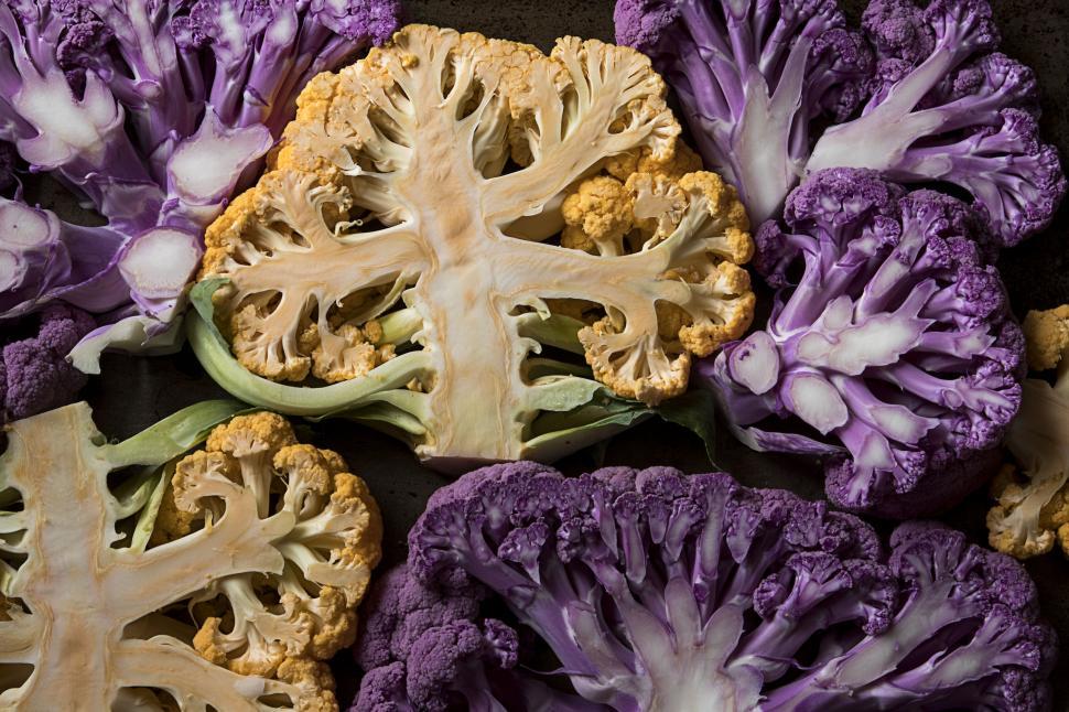 Free Image of Purple and orange cauliflower close-up 
