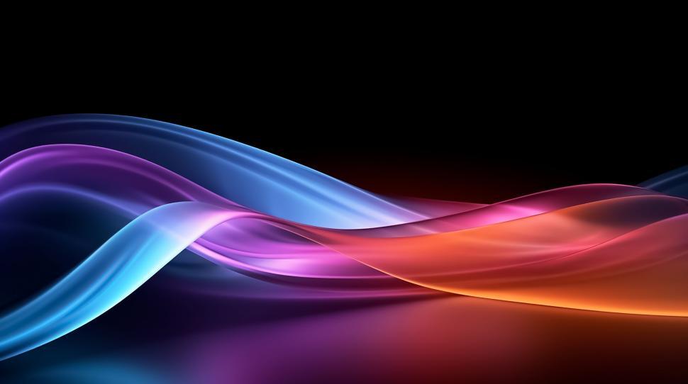 Free Image of Abstract colorful wavy lines on black background 
