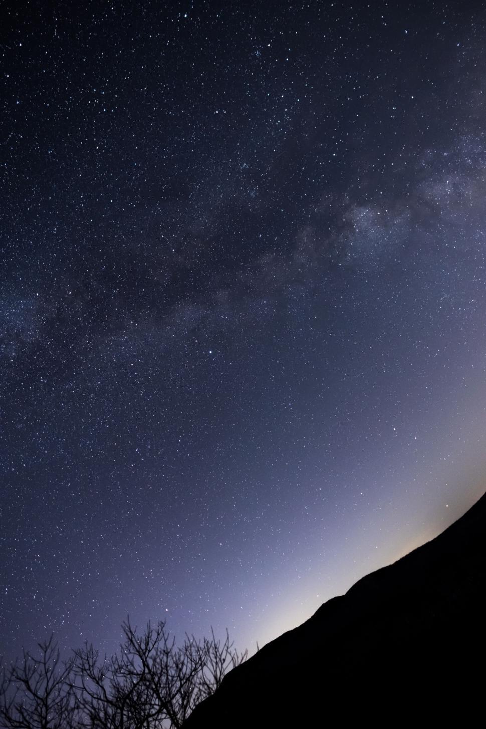 Free Image of Milky Way galaxy rising over barren hills 