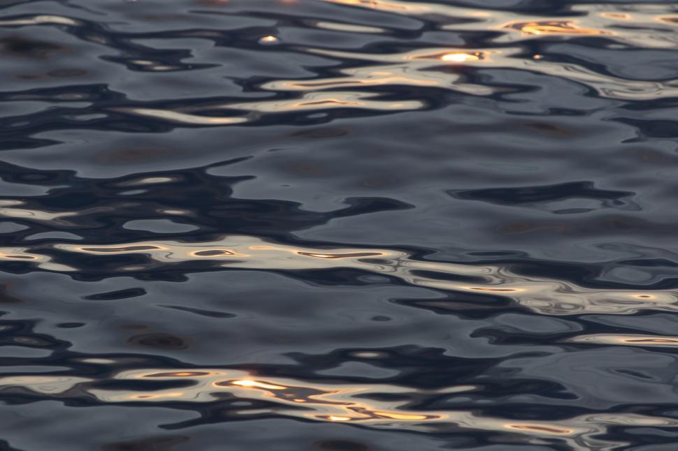 Free Image of Ripples on water surface at sunset 