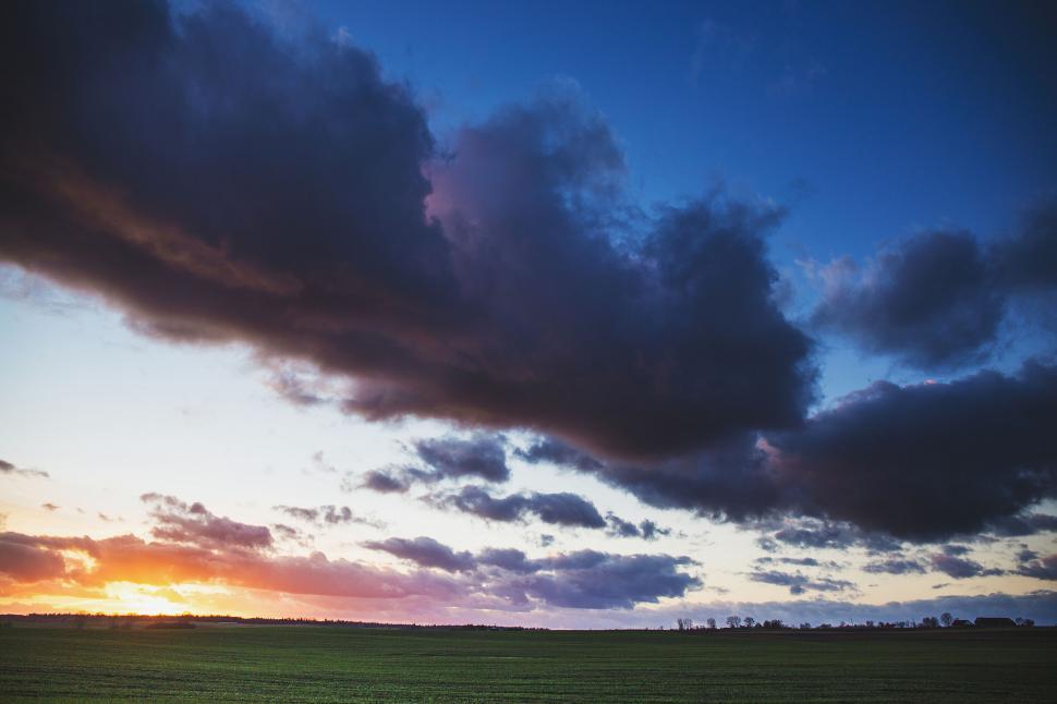 Free Image of Rural Sunset with Dramatic Cloudscape 