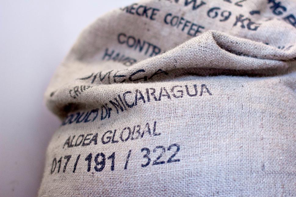 Free Image of Close-up of a Burlap Coffee Bean Sack 