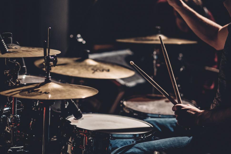 Free Image of Drummer in action during a live concert 