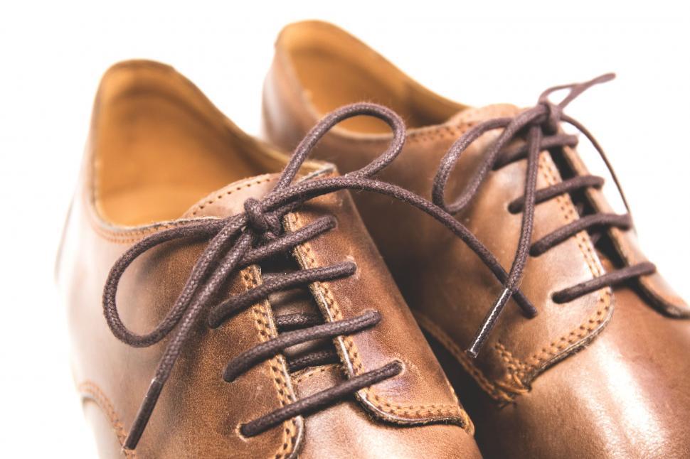 Free Image of Close-up of stylish brown leather shoes 