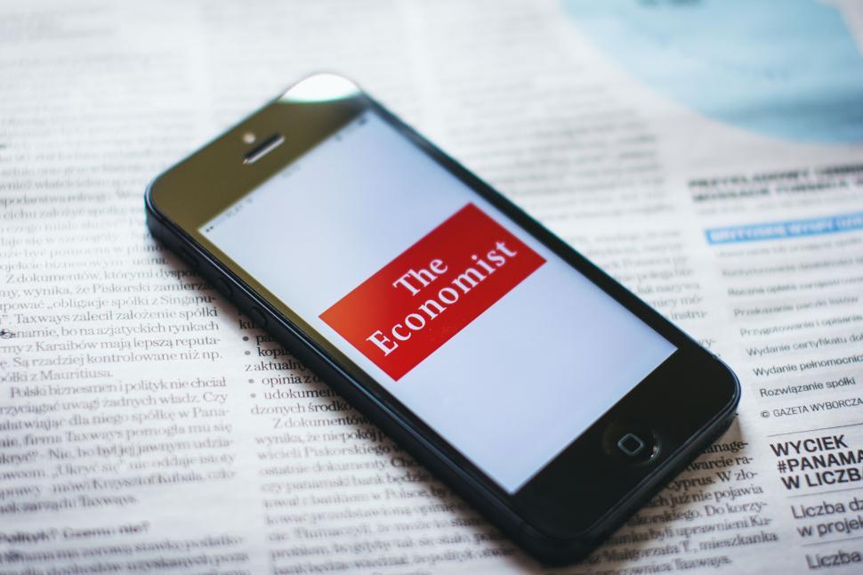 Free Image of Smartphone displaying The Economist logo 