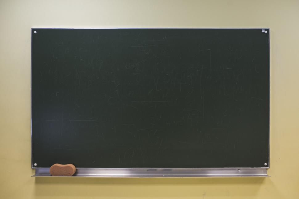 Free Image of Blank blackboard with wooden frame and eraser 