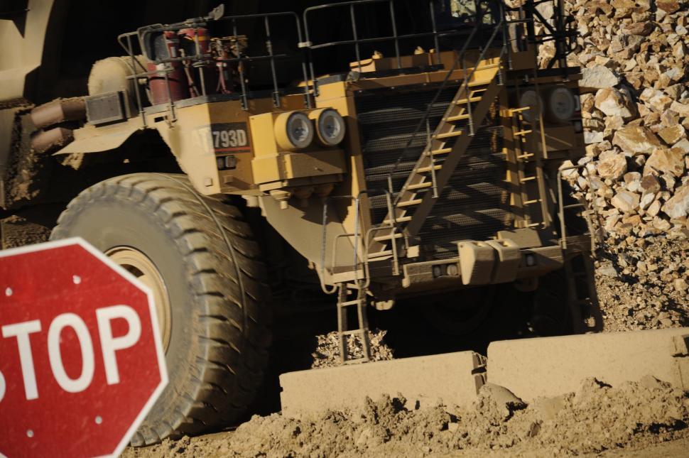 Free Image of Dump truck with stop sign  
