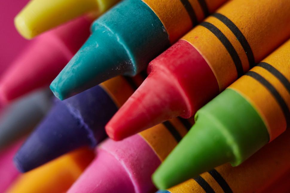 Free Image of Close-up of Multicolored Crayons Tips 