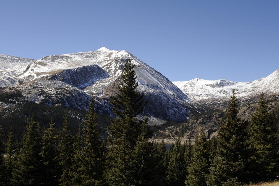 Free Image of Snowy peak with trees  