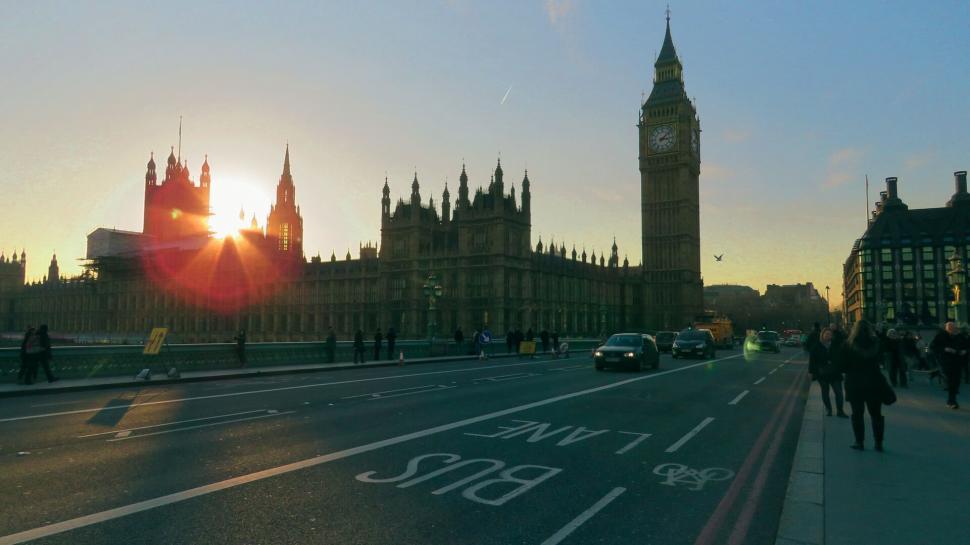 Free Image of Sunset silhouette of Big Ben and Westminster 