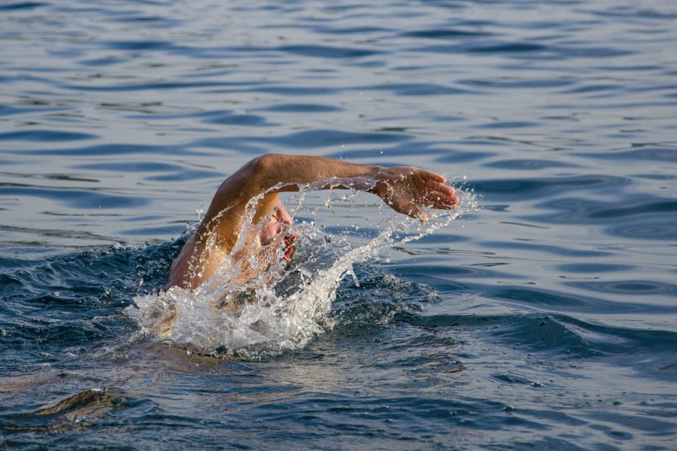 Free Image of Swimming arm technique in blue water 