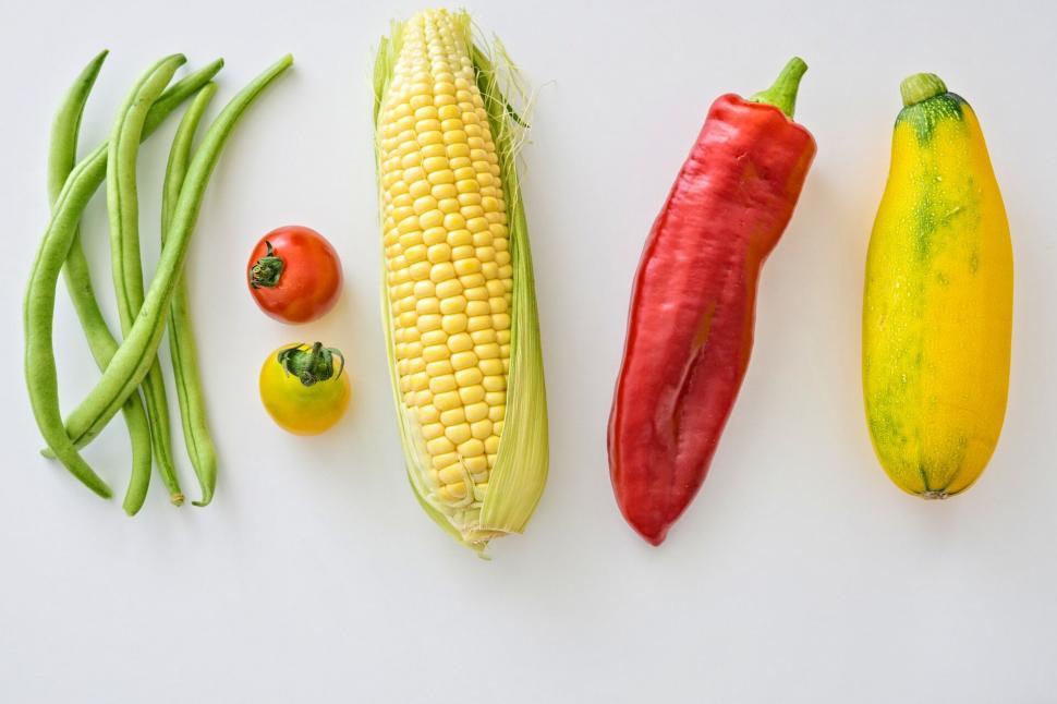 Free Image of Assorted vegetables on a clear white background 