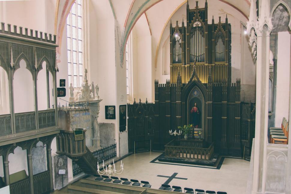 Free Image of Interior of a medieval gothic church 