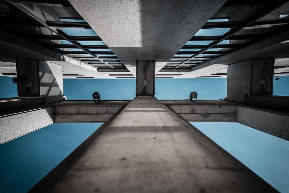 Free Image of Geometric underpass structure viewed from below 