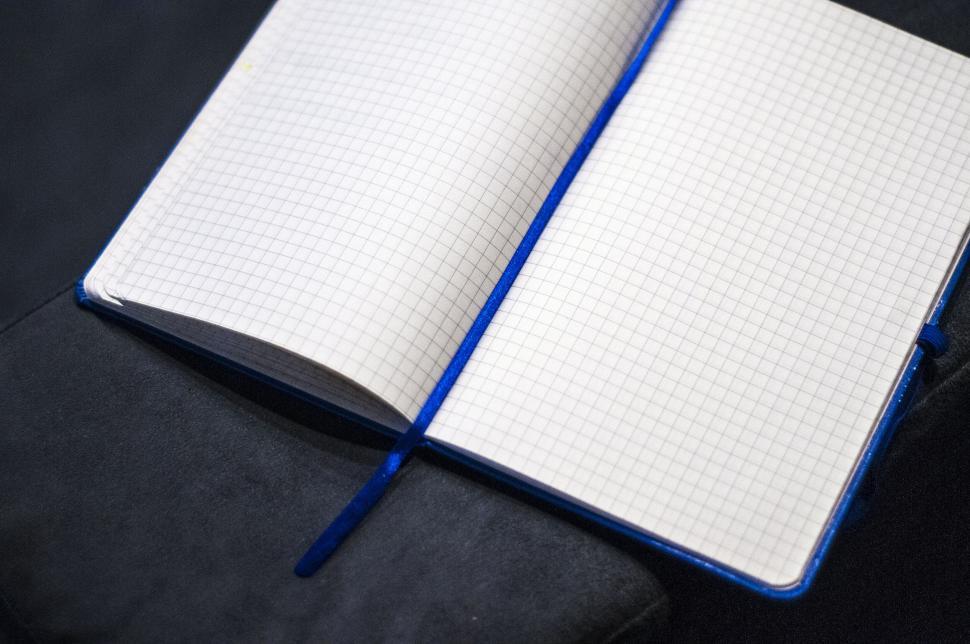 Free Image of Notebook with blue cover and squared pages 