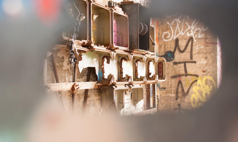 Free Image of Obscure view through demolition site peekhole 