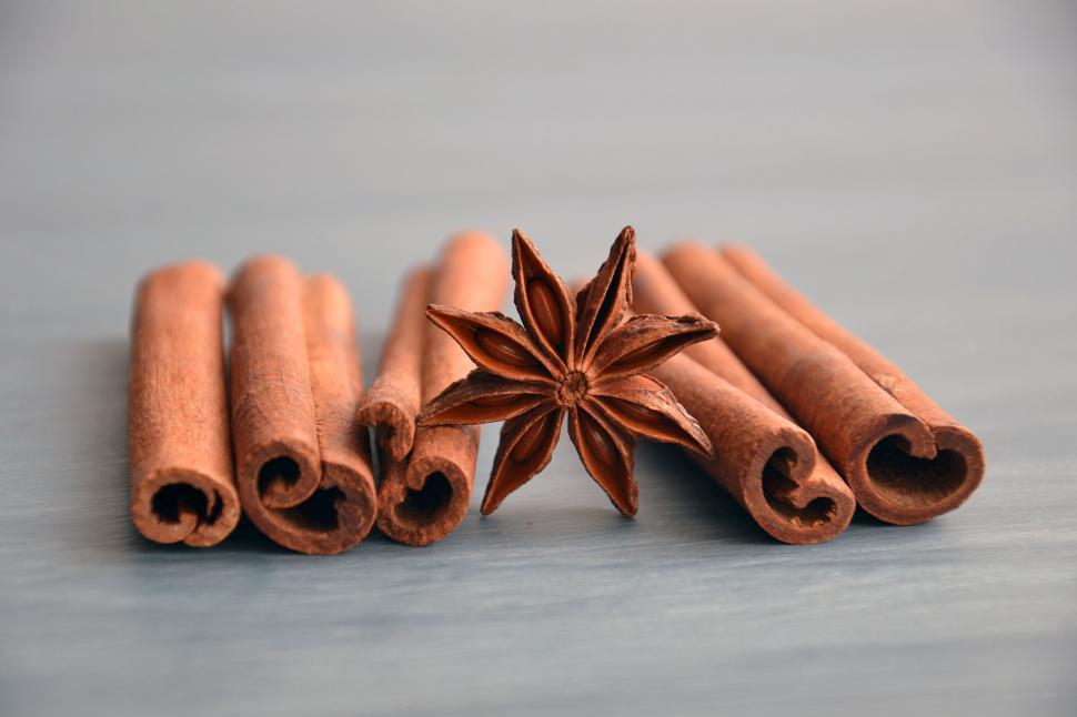 Free Image of Close-up of cinnamon sticks and star anise 