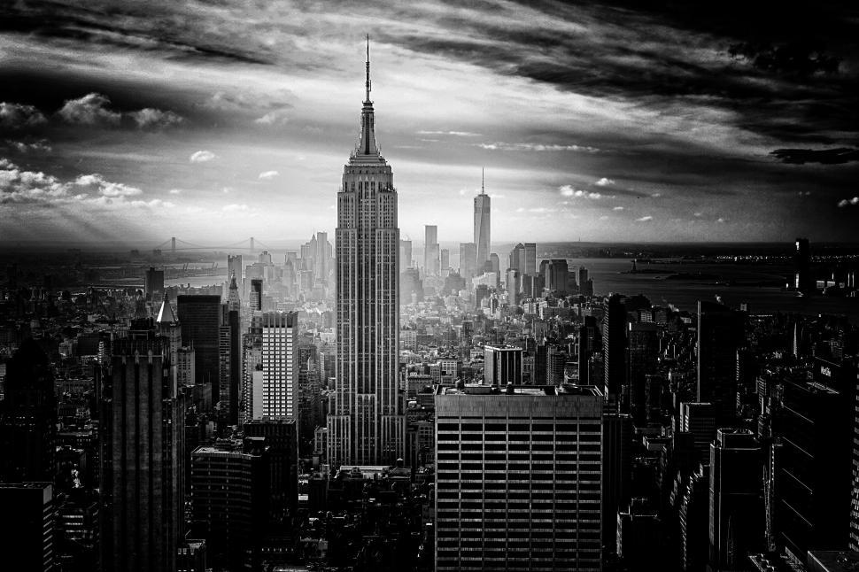 Free Image of Black and white Empire State Building view 