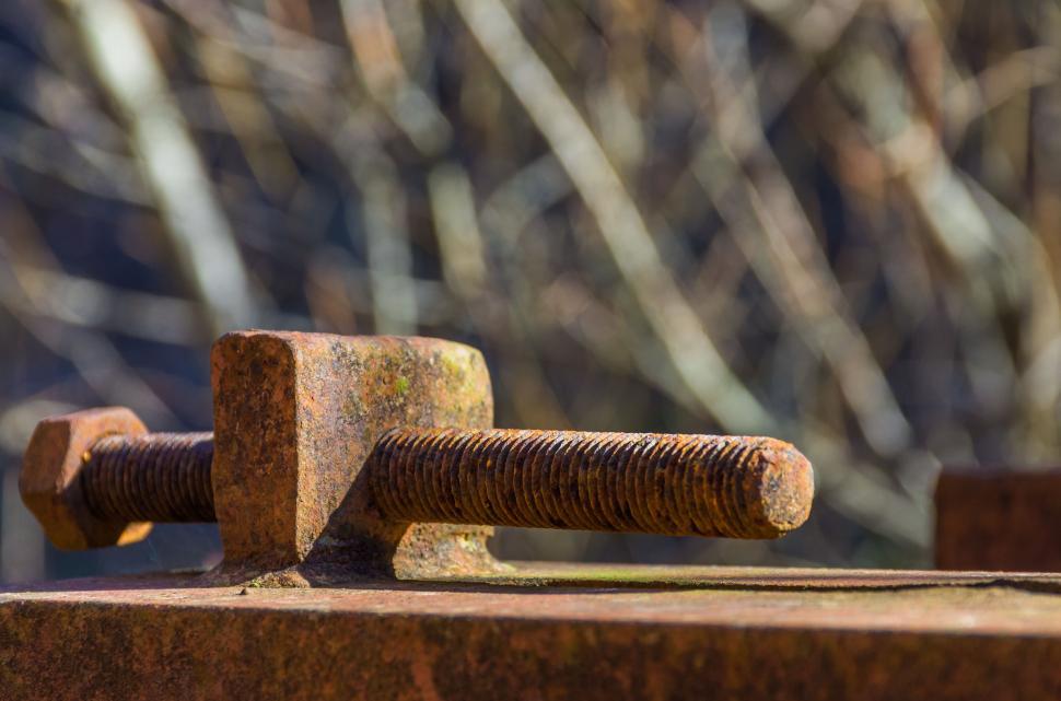 Free Image of Rusty bolt on metal structure 