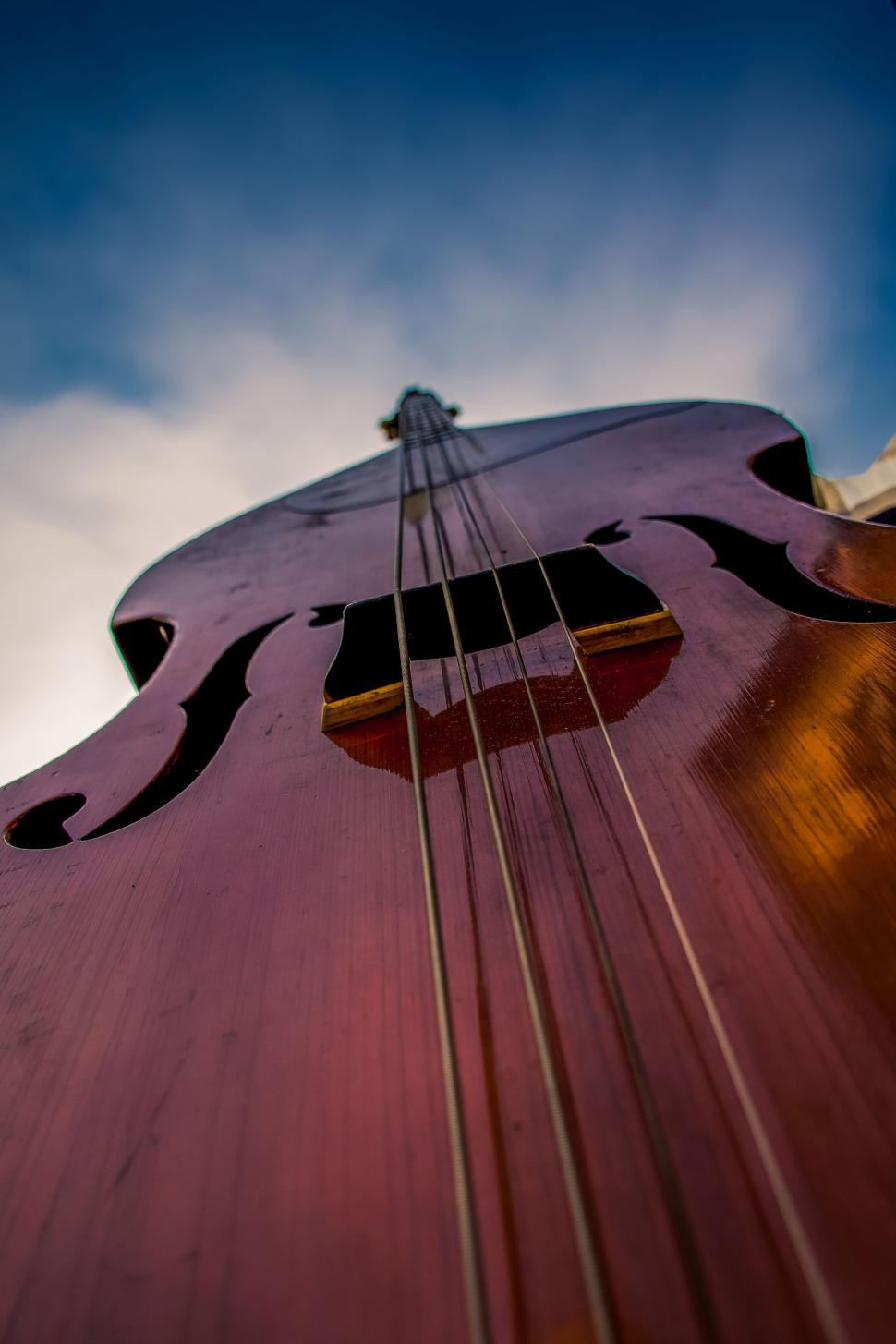 Free Image of Close-up view of a wooden double bass 