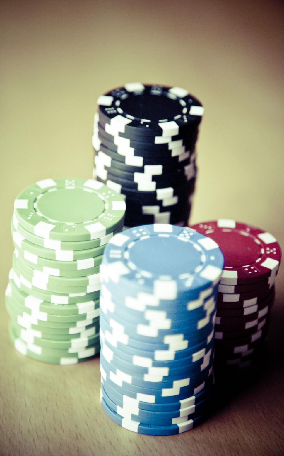 Free Image of Stacked colorful gambling chips 