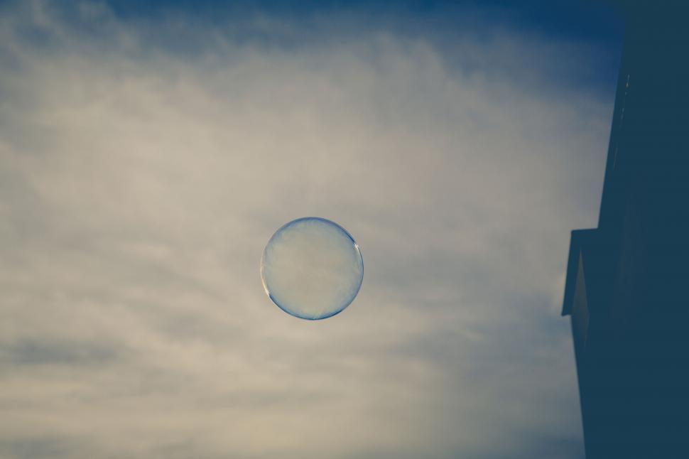 Free Image of Solitary bubble floating in a blue sky 