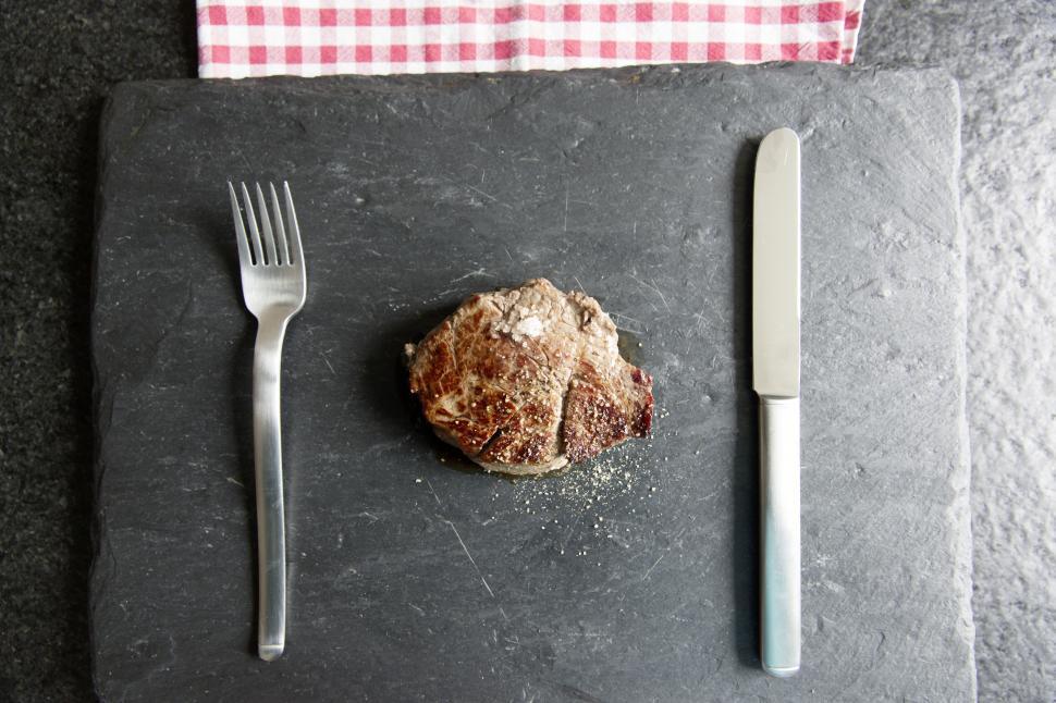 Free Image of Minimalist steak presentation on slate 