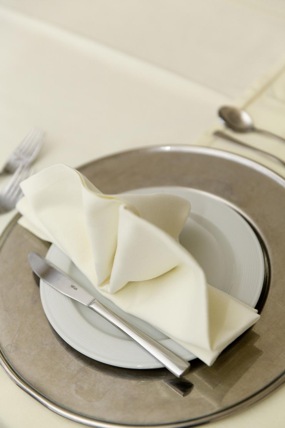 Free Image of Elegant napkin arrangement on dinner table 