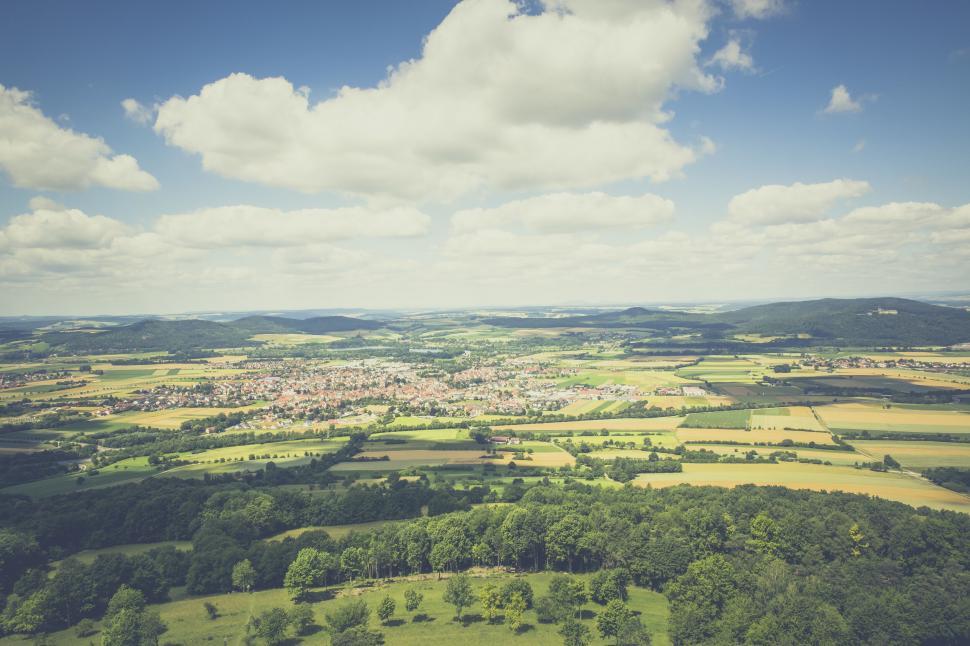 Free Image of Aerial view of a vibrant green landscape 
