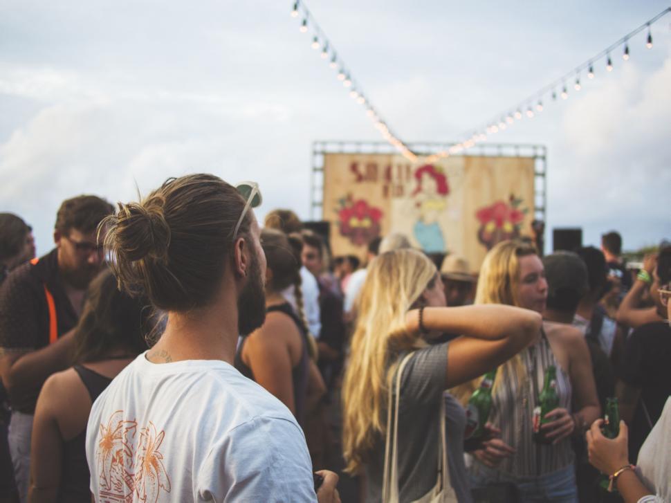 Free Image of Crowd at outdoor festival with stage 