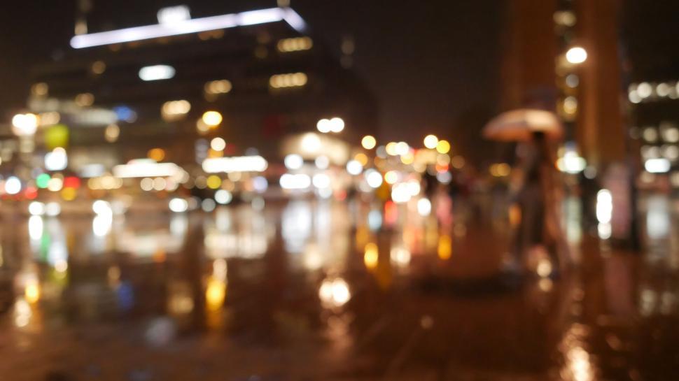 Free Image of Blurred City Lights on a Rainy Evening 