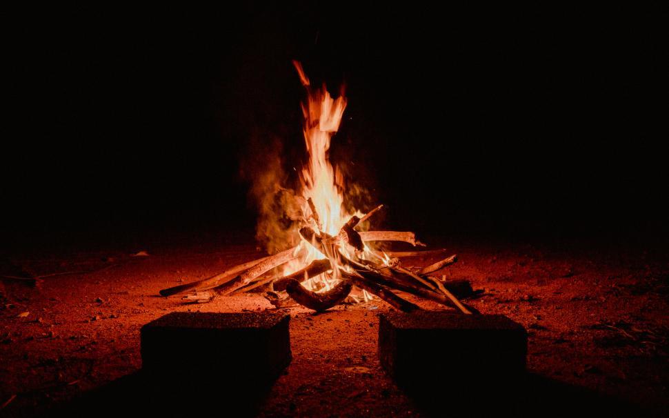 Free Image of Campfire Burning Bright in the Night 