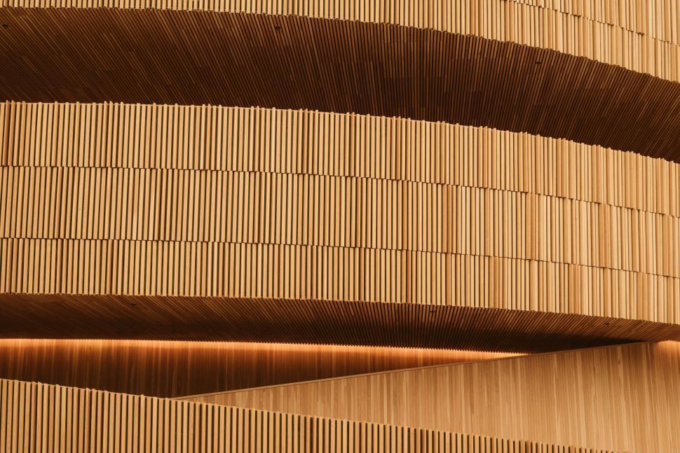 Free Image of Close-up detail of a modern wooden facade 