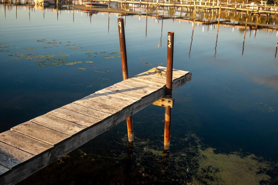 Free Image of Wooden pier extending into calm waters 