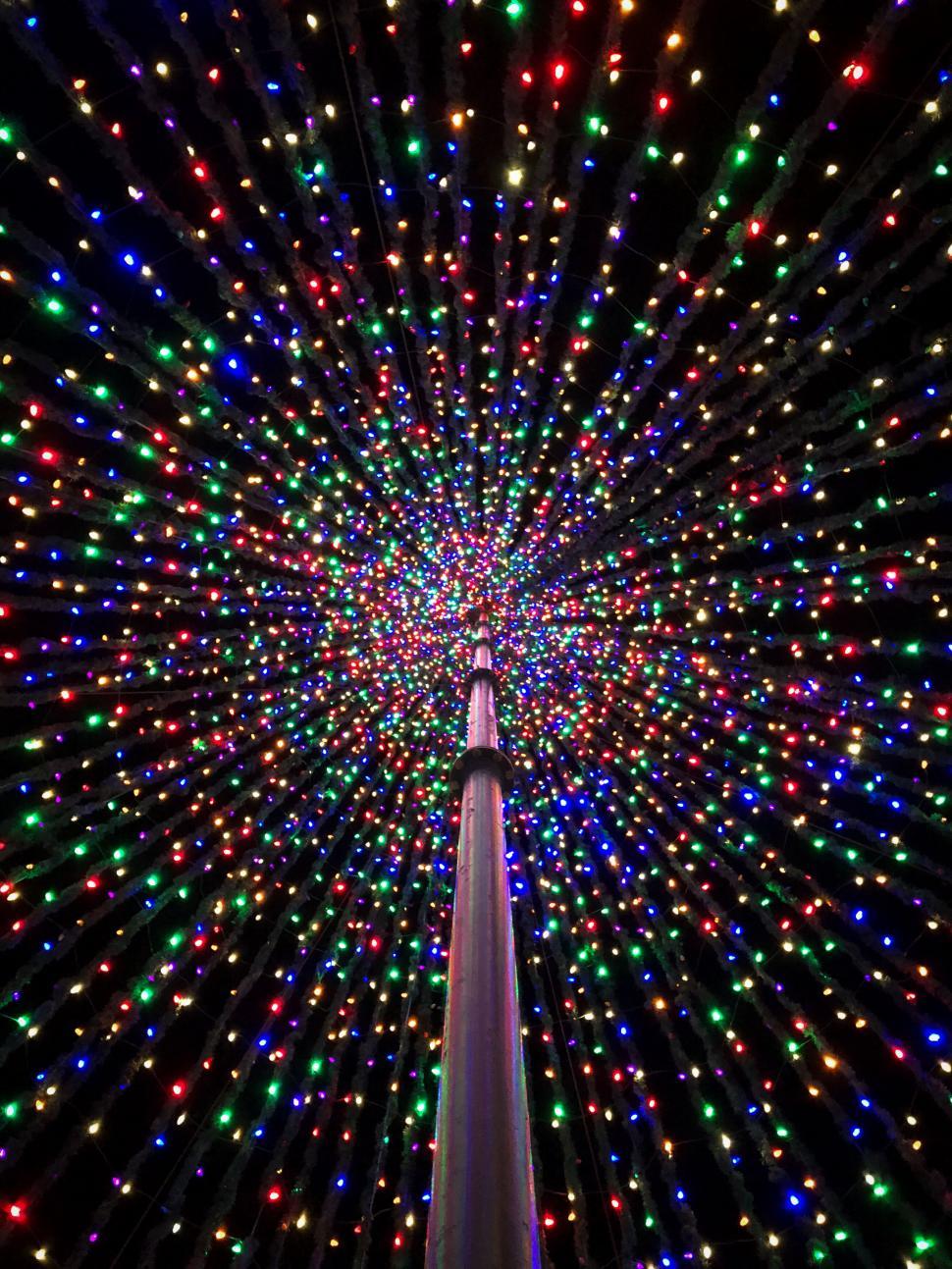 Free Image of Colorful lights from a holiday decoration 