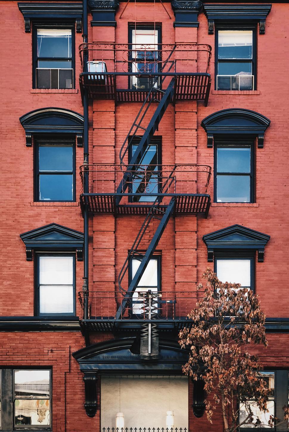 Free Image of Red Brick Building with External Fire Escape 