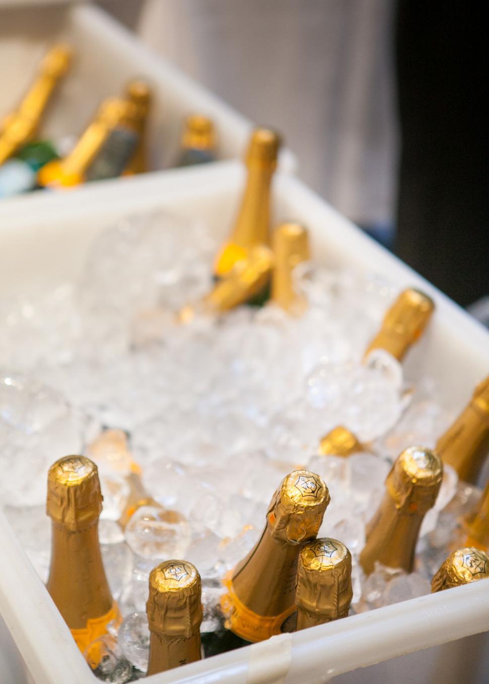 Free Image of Champagne bottles chilled on ice 