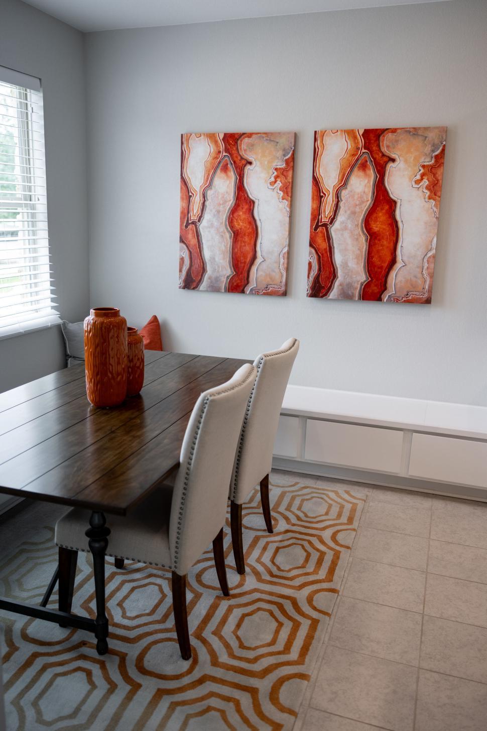 Free Image of Modern Dining Room with Abstract Wall Art 