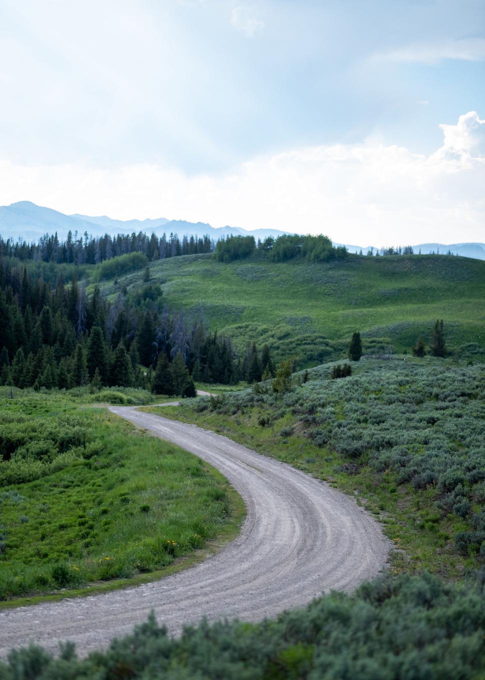 Free Image of Curving dirt road in a mountainous landscape 