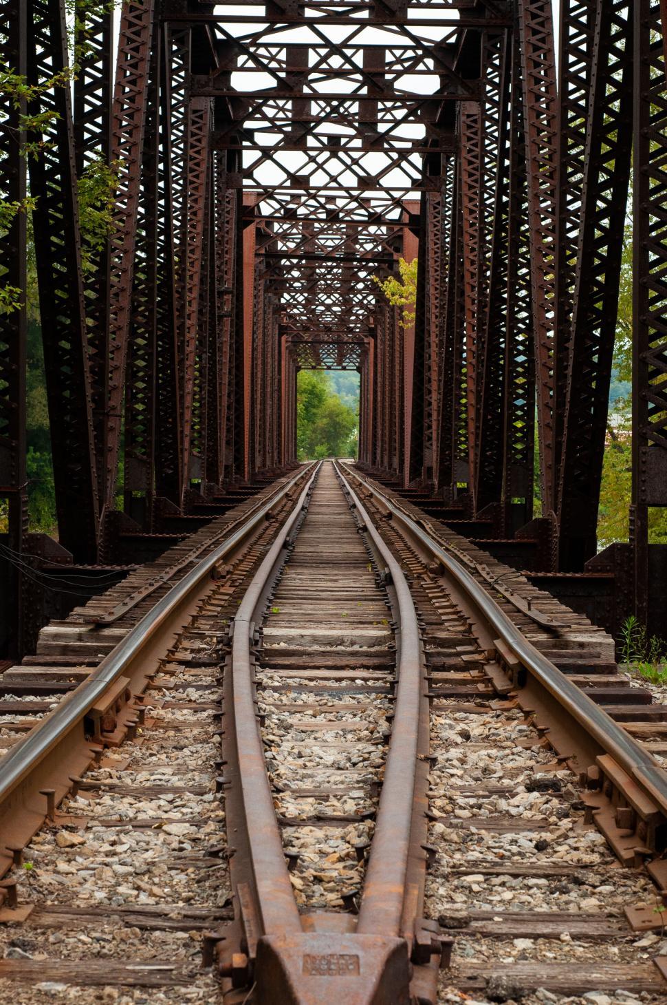 Free Image of Old Iron Railroad Bridge Symmetry 