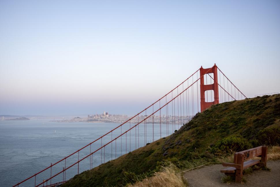 Free Image of Golden Gate Bridge in early evening 