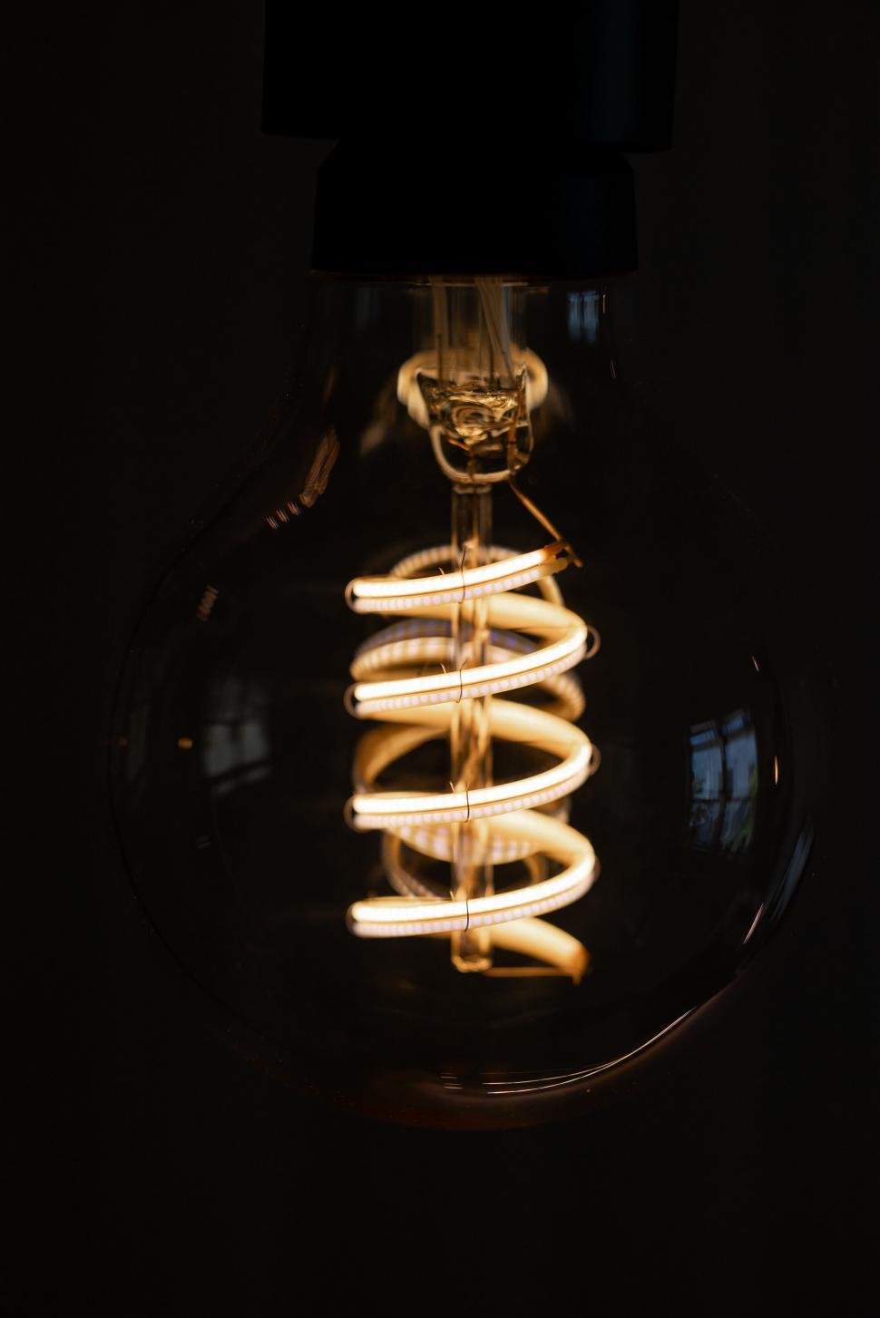 Free Image of Close-up of a lit filament bulb 