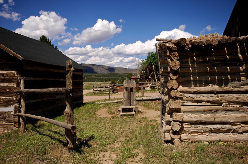 Free Image of View of Log cabins 