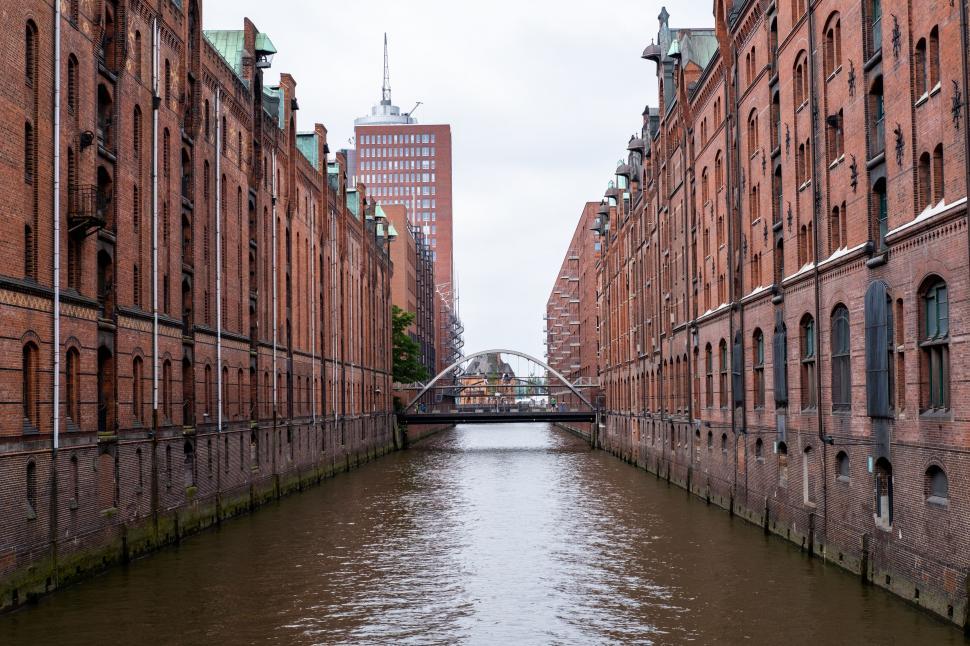 Free Image of Historic warehouse district with a canal 